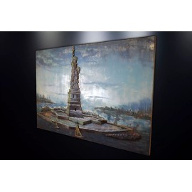 Modern Metal Art 3D Wall Sculpture Home Decor Statue of Liberty (Big (47''x31'')
