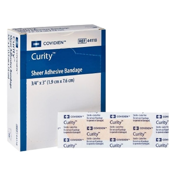 Covidien 44112 Curity Plastic Bandage, 3/4" x 3" Size (Pack of 50)