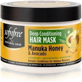 SOF N' FREE Manuka Honey & Avocado Deep Conditioning Hair Mask for Curly Hair, Moisturizing and Shine Enhancing Hair Treatment - 11 fl oz