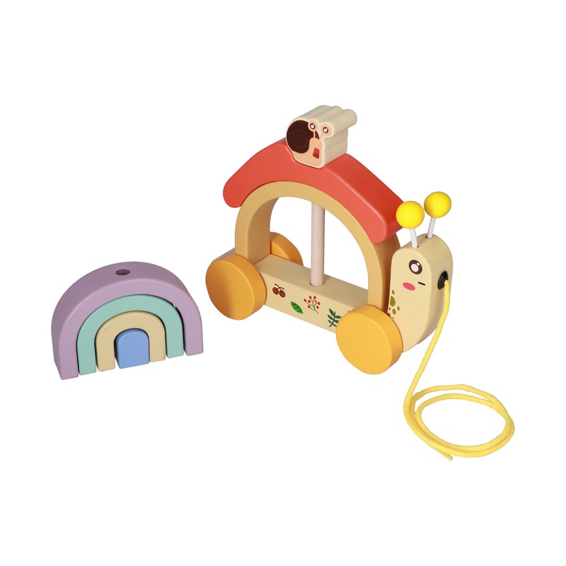 Beech Wooden Baby Pull Along Toy WalkALong Snails Toddler for