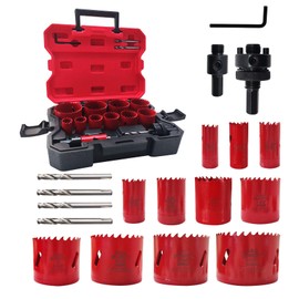 FEWELL 16PCS M42 Bi-Metal Hole Saw Kit with 8% Cobalt, 3/4"-2-1/2" Hole Saw for Metal, Wood, Drywall, Plastic, PVC