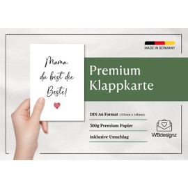 WBdesignz Mother's Day Card with Envelope - Mum Card for Birthday Greeting Card Mum You Are The Best (DIN A6)