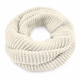 Neverless® Women's Loop Scarf, Knitted Scarf, Tube Scarf, Winter Scarf, Plain, Cream scarf