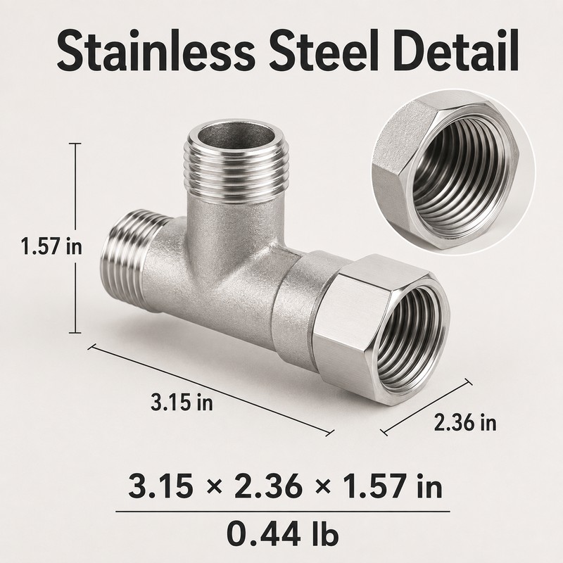 G1/2 Inch Stainless Steel Toilet Diverter Valve – Three-Way T-Valve