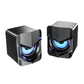 LABRIMP 2pcs Mini USB Speakers for Desktop Laptop High Definition Stereo Sound Omnidirectional Audio for Home Office School Use Upgraded Black Design