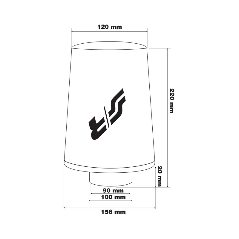 Simoni Racing Foam Air Filter Universal 156/120 mm Black with