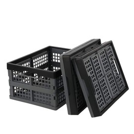 Jandson 16 L Plastic Storage Crate, Collapsible Milk Crate, 3 Packs