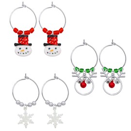 Gleamart 3 Pairs Christmas Hoop Earrings Set Gifts for Women Christmas Snowman Reindeer Snowflake Dangle Earrings