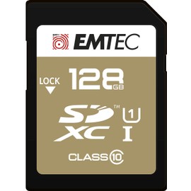 EMTEC SDXC 128 GB – GOLD + 128GB SDXC Class 10 Memory Card Class 10 – memory card – 128 GB – SDXC, 85 MB/s; Black, Brown)