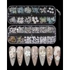JIPUKE Mixed 3D Nail Charms with a Tweezers, 2 Boxes