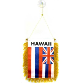 AZ FLAG Hawaii Mini Banner 6'' x 4'' - US State of Hawaii Pennant 15 x 10 cm - Mini Banners 4x6 inch Suction Cup Hanger
