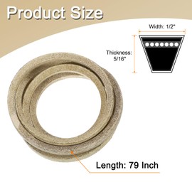 sourcing map 4LK790 Cord Grey Color, 1/2" x 79" Cord for AYP LT125 for AYP 36 Mower Deck Belt