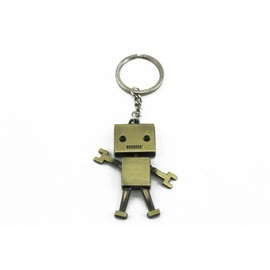 [naissant] Set of 3 Cute Robot Keychains, 2 Colors & Small Screwdriver Shaped Keychain Set, Silver