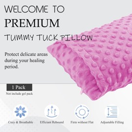 zhijiazhi Abdominal Surgery Pillow with Pocket, Hysterectomy Pillow, Lumpectomy Recovery Pillow for Women, Small Pillow for Travel (Pink)