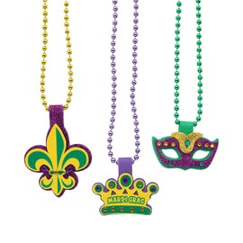 Mardi Gras Beaded Necklace Craft Kit - Makes 6