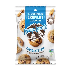 Lenny & Larry's The Complete Crunchy Cookie, Chocolate Chip, 6g Plant Protein, Vegan, Non-GMO, 1.25 Ounce Pouch (Pack of 12)