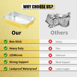 Petyuse 15 Pack Heavy Duty Aluminum Foil Pans with Lids 9x13, Gold Aluminum Foil Baking Pan Half Size Double Thick Tin Foil Food Container with Lids for Baking, Meal Prep, Freezer and Takeout