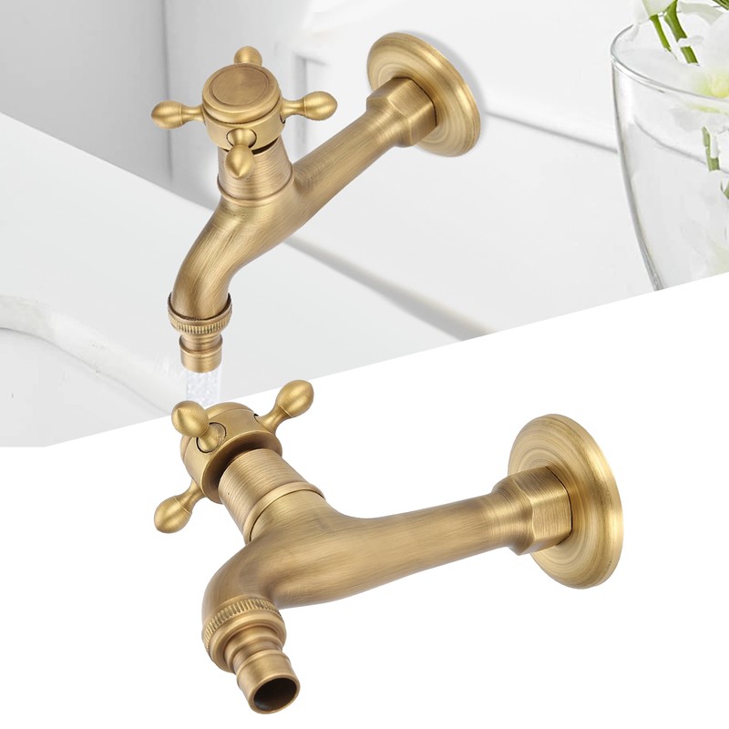 Vintage Solid Brass Single Handle Faucet for Washing Machine Wall