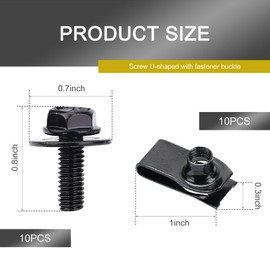 Downhill 20 PCS Car Bumper Spike Nut Kit, Body Bolt and U-Nut Clip, Door Trim Side Skirt Grille Fender Retainer, Suitable for Most Car Fastening Accessories (Black)