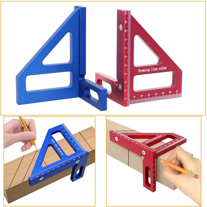 Lunari Right Angle Ruler, 90°, 45°, Multi-functional, Aluminum, For Woodworking,
