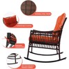 DECMICO Outdoor Rattan Wicker Rocking Chair 3 Pieces Patio Conversation