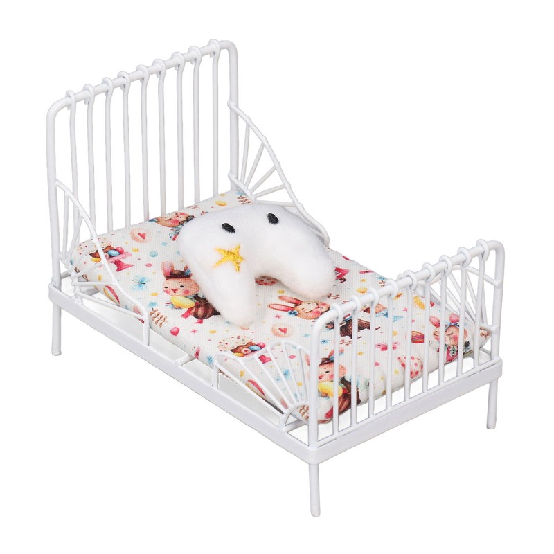 1:12 Scale Dollhouse Furniture Mini Bed Set Decorative Pillow Metal