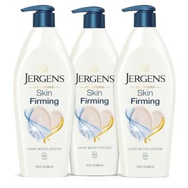 Jergens Skin Firming Body Lotion for Dry to Extra Dry Skin, Skin Tightening Cream with Collagen and Elastin, Instantly Moisturizes Dry Skin, Dermatologist Tested, Hydralucence Blend, 3-16.8 oz
