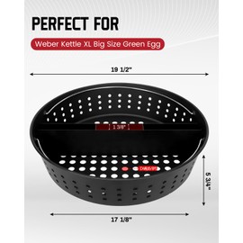 Fire Basket for Weber Kettle XL Big Size Green Egg Grill Airflow Charcoal Basket Crate with Handle Carbon Steel Fire Bowl Smoker Box for Weber XLarge Big Size Green Egg Ash Bucket Holder Accessories