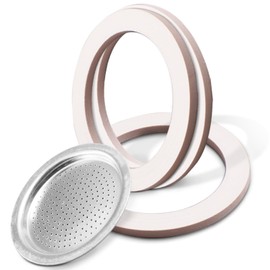 VIOKS 3x Sealing Ring Espresso Maker + Espresso Strainer Insert Replacement for Bialetti Rubber Seal Bialetti Filter - Bialetti Seal for Espresso Maker Bialetti Moka Express & Espresso Machine
