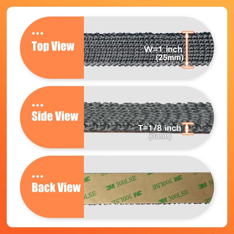 Stove Gasket Tape, Self Adhesive Flat Gasket for Woodstoves and