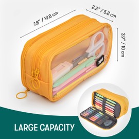 ZIPIT Half & Half Pencil Case | Large Capacity Pencil Pouch | Pencil Bag for School, College and Office (Yellow)