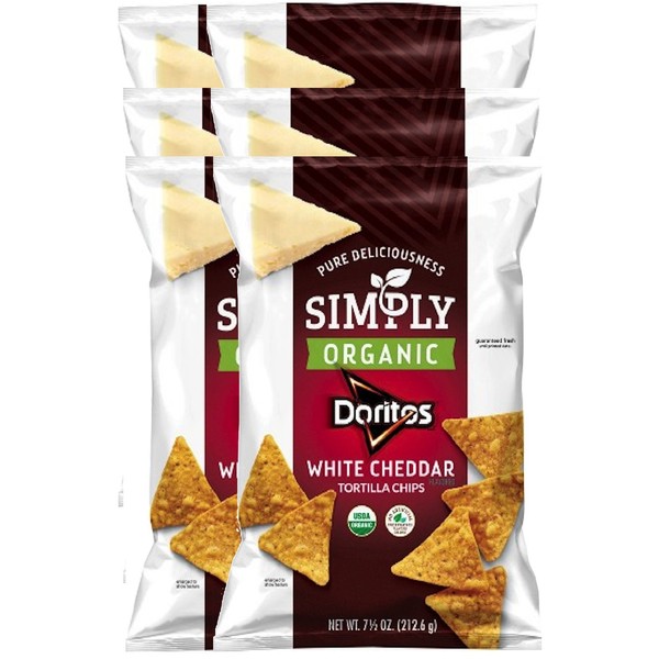 Doritos Simply Organic White Cheddar Tortilla Flavored Chips Limited edition - 7.5oz (6)
