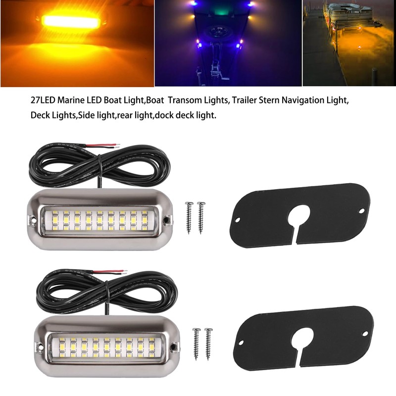 Kingshowstar 2Pcs Marine LED Boat Light,IP68 Waterproof 27LED Boat Interior