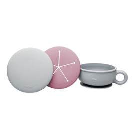 TalkTools Itsy Bowl con tapa de bloqueo - Silicona de grado platino con líneas de volumen, paredes curvas para recoger fácilmente - para bebés, niños pequeños, niños y ancianos (chicle)