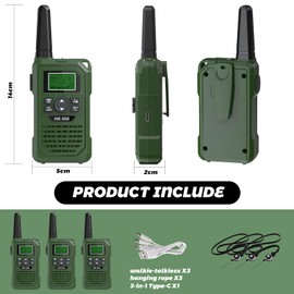 BUKEWIT Walkie Talkies for Kids 3 Pack,3 Miles Rechargeable Kids Walkie Talkies to Camping,22 Channels/NOAA Weather Alert/VOX Function & LED Flashligh for 6-12 Years Old Boys Girls Xmas Birthday