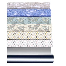 Feather & Stitch 300 Thread Count Cotton Sheet Set Soft Percale Weave Deep Pockets Paisely King