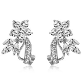 Colorful Flower Earrings 18K Gold Plated Multicolor Cubic Zirconia Huggie Stud Earrings for Women Cubic Zircon Earrings CZ Jewelry Gifts (Colorful Flower & CZ-14)