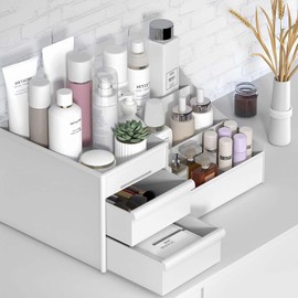 Organizador de cosméticos, organizador de regalos de cosméticos con cajón, organizador de escritorio para escritorio, baño, oficina, sala de estar, etc