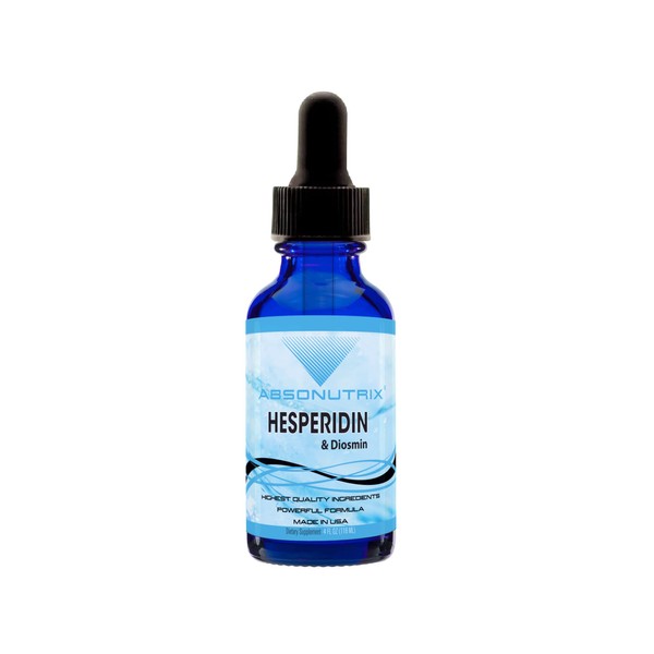 Absonutrix Hesperidin and Diosmin Liquid Drops,593mg 4Oz,Easy Absorption,Helps Improve Mobility,Supports Circulation, Made in USA,Non-GMO,Gluten-Free,GMP-Certified.