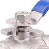 DERNORD 3-Way Ball Valve, L Mounting Pad, Stainless Steel 304