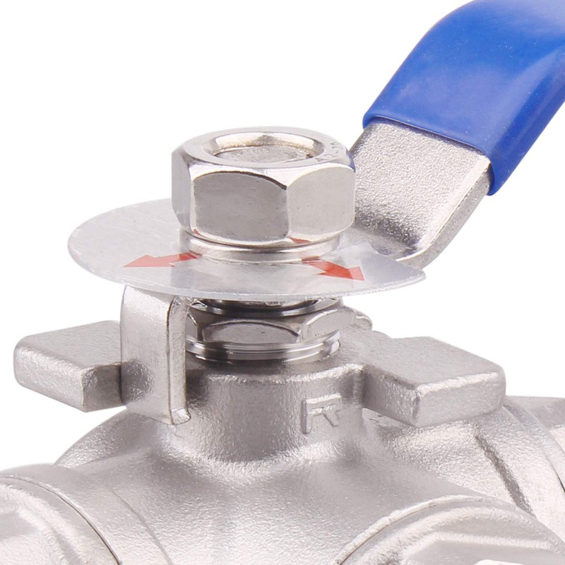 DERNORD 3-Way Ball Valve, L Mounting Pad, Stainless Steel 304