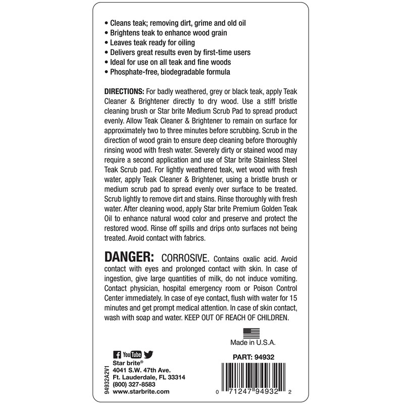 STAR BRITE One Step Teak Cleaner & Brightener - 32