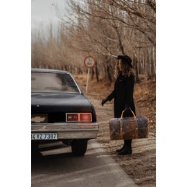 Leather Travel Duffel Bag | Gym Sports Bag Airplane Luggage Carry-On Bag | Gift for Father's Day By Aaron Leather Goods (Caramel) 20 Inch