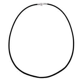 CLEVER SCHMUCK Black Rubber Cord Approx. 45 cm and Approx. 2 mm Diameter with Lobster Clasp in 925 Sterling Silver 925 in Folding Gift Box, Fabric