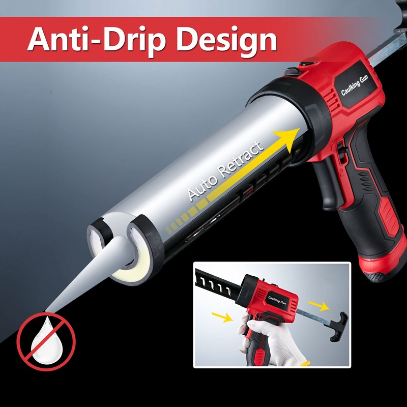 MARSOSAUR Caulk Gun, Non-Drip Electric Caulking Gun with 300 KG