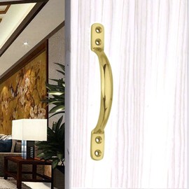 TERF® Traditional Victorian Polished Brass Pull Handle 125mm (5 inch) Sash Sliding Window Handle Including Fixing Screw for Kitchen Cabinet Drawer Cupboard Door Pull Handle and Multi Use - Pack of 2