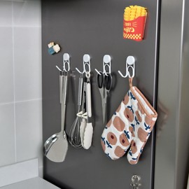 Buelkmag Magnetic Hook with Magnet, 304 Stainless Steel, Rustproof, Vertical Load Capacity: 39.7 lbs (18 kg), Horizontal Load Capacity: 6.6 lbs (3 kg), Corrosion Resistant, For Kitchens, Offices,