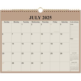 Calendar 2025-2026 - Wall Calendar from July 2025 to December 2026, 2025-2026 Wall Hanging Calendar Planner with Thick Paper, 12" x 14.5", Beige