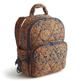 Vera Bradley Women's Featherweight Small Banbury Backpack Bookbag, Lotus Montage Roasted Pecan, One Size