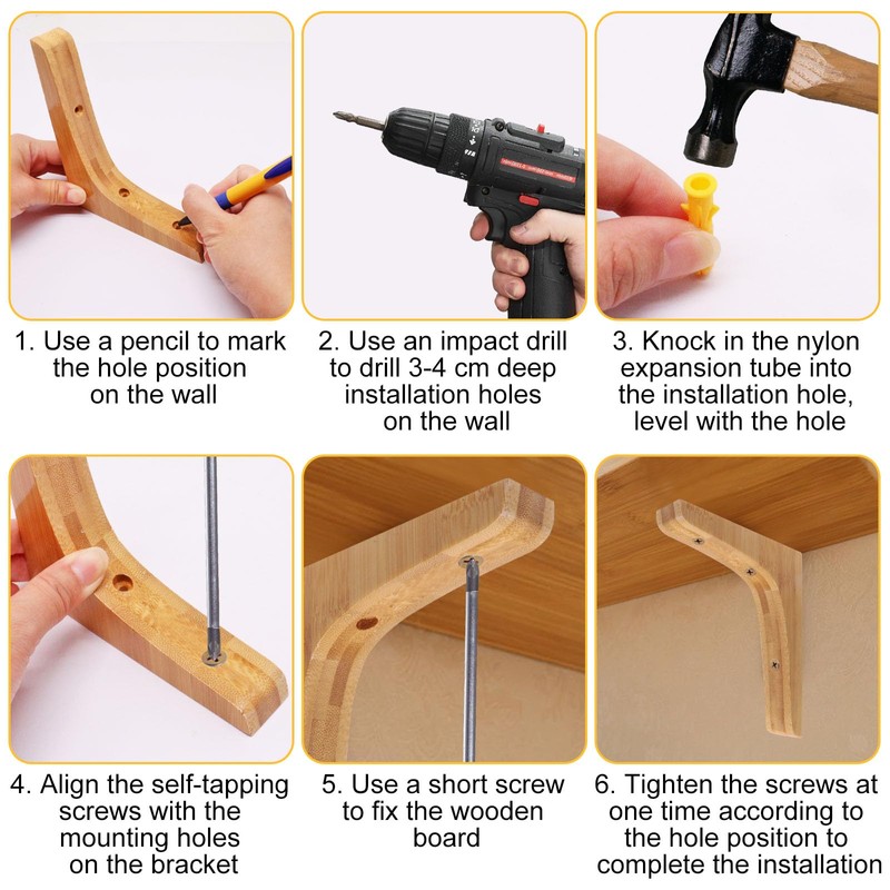 GDFYMI Wooden Shelf Brackets, Wood Support Triangle Shelf L Shape